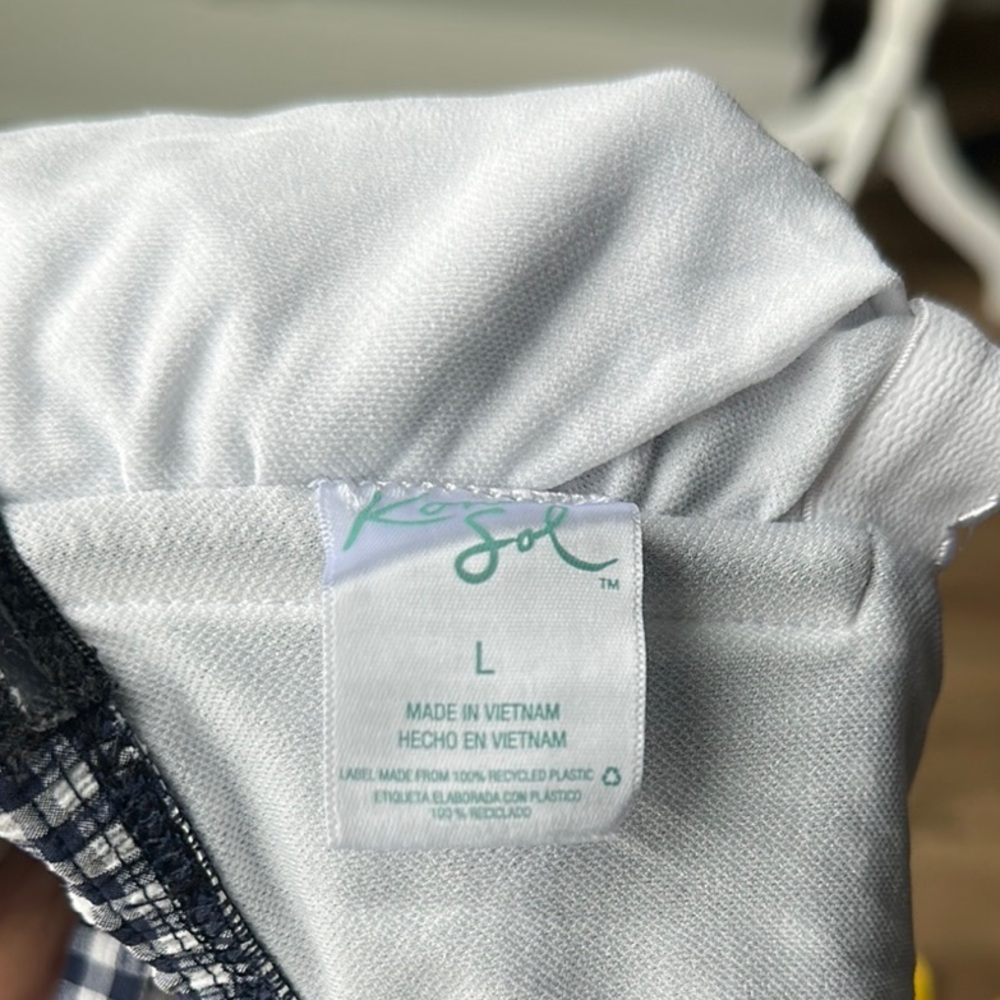 KONA  SOL SIZE L  Blue Navy and White Gingham Swimsuit - Picture 10 of 10